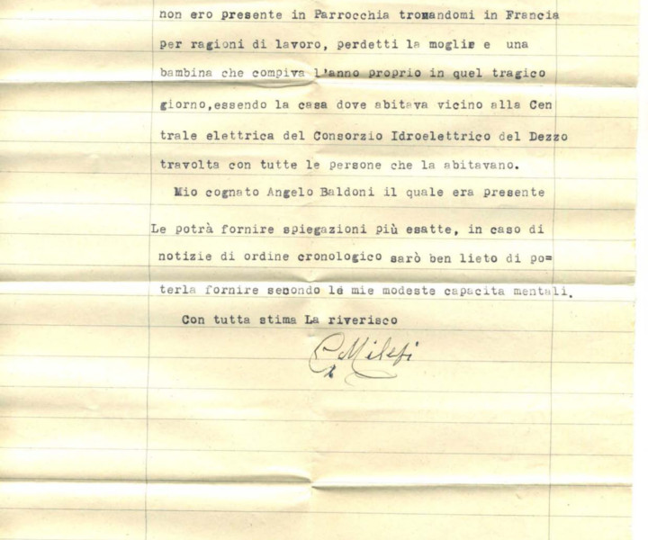 Lettera di Milesi Giacomo